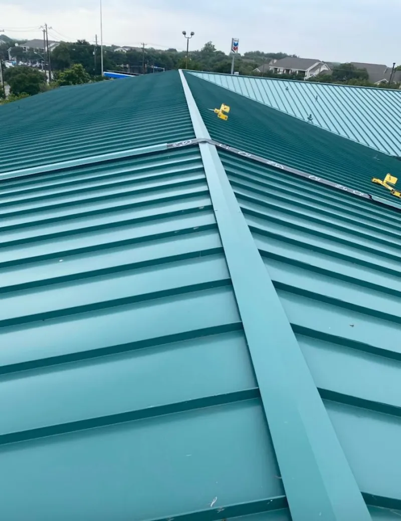 Green commercial metal roof ridge and valley for Metal Roof Repair in Taft
